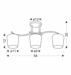 Lampa sufitowa Esnyr chromowy+czarny  3x40 E27 klosz biały