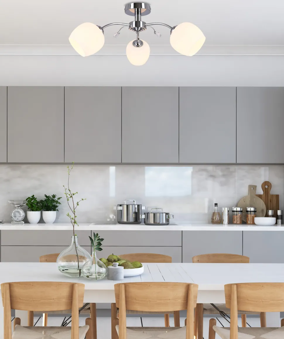 Lampa sufitowa Estar chromowy 3x40W E27 klosz biały