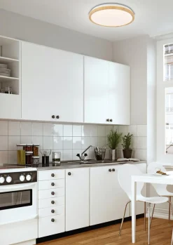 Lampa sufitowa Gandava plafon 24W LED  38cm biało drewniany 4000K