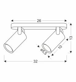 Lampa sufitowa Gary listwa czarny 2x15W  GU10 klosz czarny
