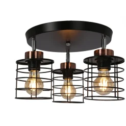 Lampa sufitowa Glob plafon czarny+złoty  3x40W E27 klosz czarny