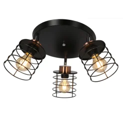 Lampa sufitowa Glob plafon czarny+złoty  3x40W E27 klosz czarny