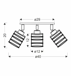 Lampa sufitowa Glob plafon czarny+złoty  3x40W E27 klosz czarny