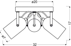 Lampa sufitowa Gray plafon 3x40W E14  szary