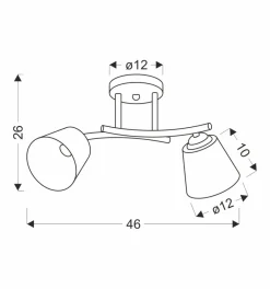 Lampa sufitowa Greco brunatny+złoty 2x40  E27 klosz biały