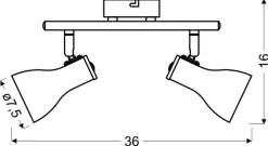 Lampa sufitowa Julie listwa 2x40W E14  szary