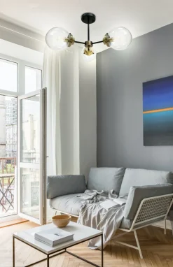 Lampa sufitowa Lens czarny+patynowy  3x40W E14 klosz bezbarwny