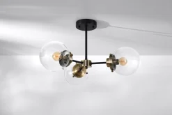 Lampa sufitowa Lens czarny+patynowy  3x40W E14 klosz bezbarwny