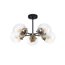 Lampa sufitowa Lens czarny+patynowy 5x40W E14 klosz bezbarwny