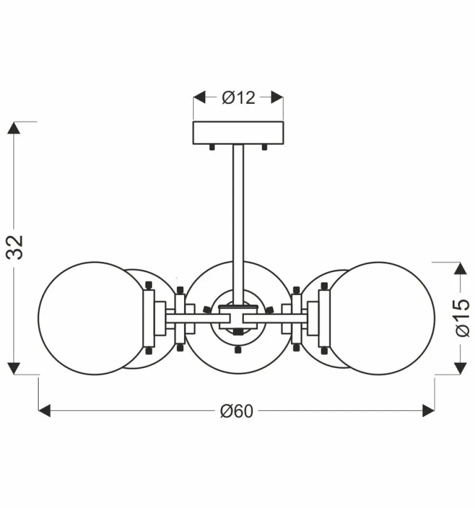 Lampa sufitowa Lens czarny+patynowy 5x40W E14 klosz bezbarwny