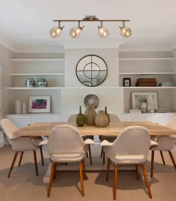 Lampa sufitowa Lentini listwa patynowy  4x40W G9 klosz bursztynowy