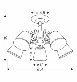 Lampa sufitowa Losanna patynowy 5x40W  E14 klosz biały z obwódką
