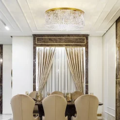 Lampa sufitowa MARANGA plafon złoty 10x10W E14 kryształy bezbarwne