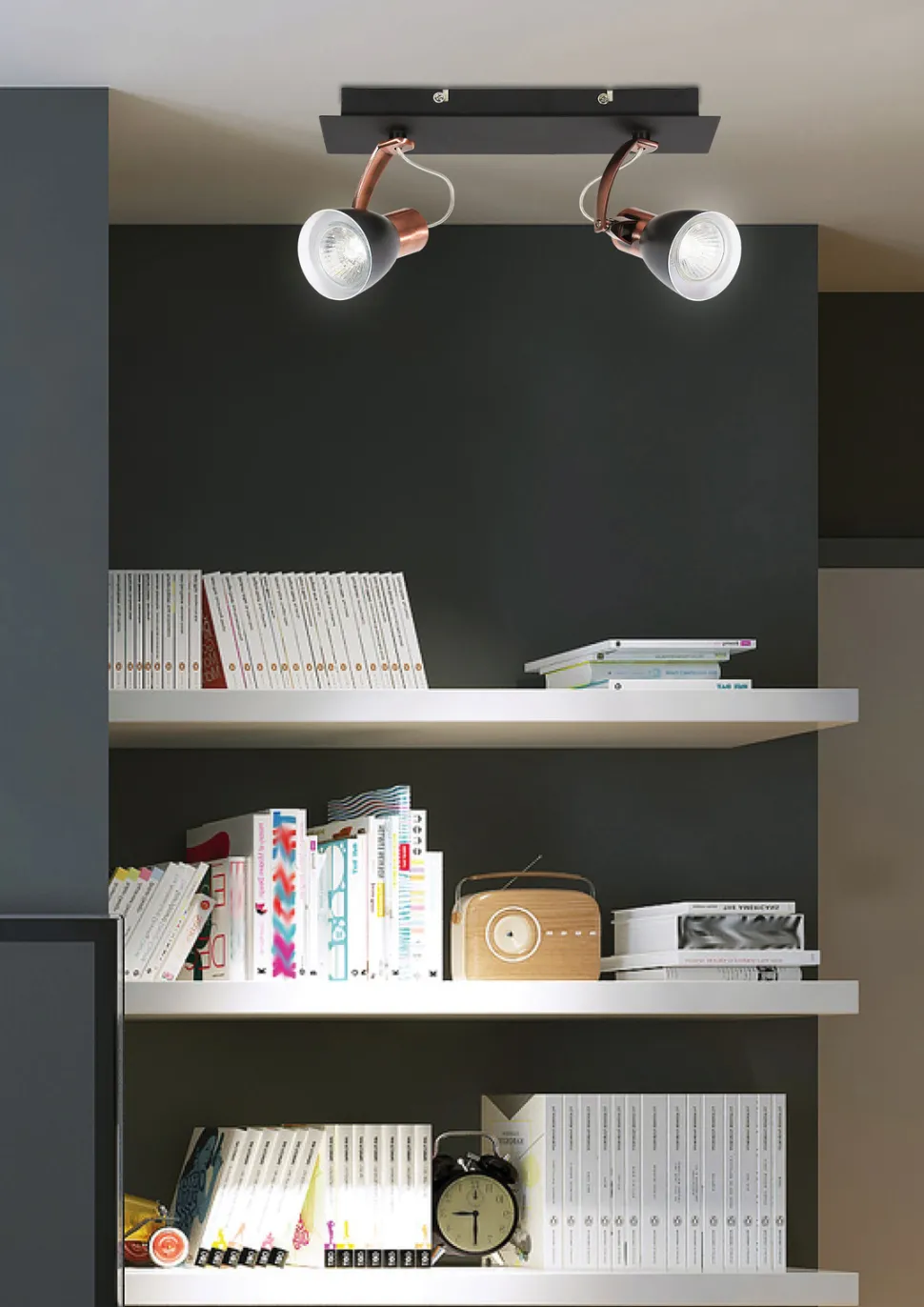 Lampa sufitowa Markus listwa 2x50W GU10 czarny+miedziany bez żarówki