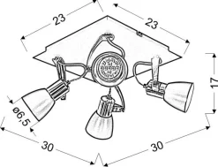 Lampa sufitowa Markus plafon 4x50W GU10 czarny+miedziany bez żarówki