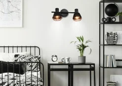 Lampa sufitowa Neria listwa czarny 2x40W  E14 klosz miedziany