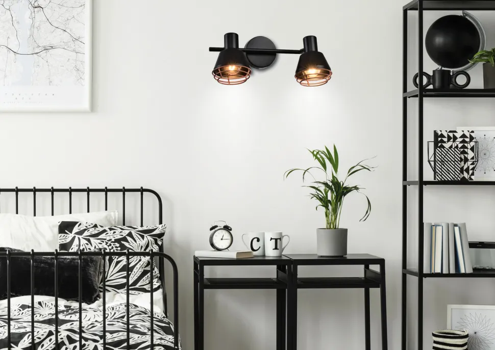 Lampa sufitowa Neria listwa czarny 2x40W E14 klosz miedziany