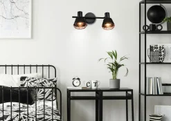 Lampa sufitowa Neria listwa czarny 2x40W E14 klosz miedziany