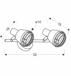 Lampa sufitowa Neria listwa czarny 2x40W E14 klosz miedziany