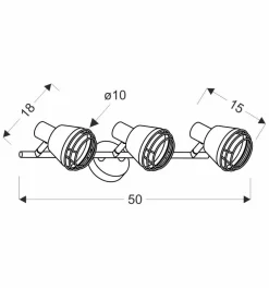 Lampa sufitowa Neria listwa czarny 3x40W  E14 klosz miedziany