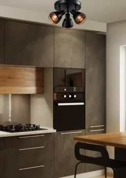 Lampa sufitowa Neria plafon czarny 3x40W  E14 klosz miedziany