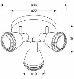 Lampa sufitowa Neria plafon czarny 3x40W  E14 klosz miedziany