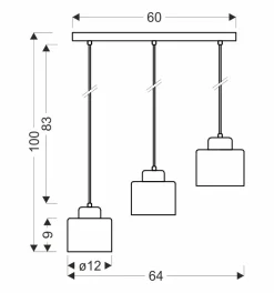 Lampa sufitowa Olena czarna 3x60W E27 klosz czarny