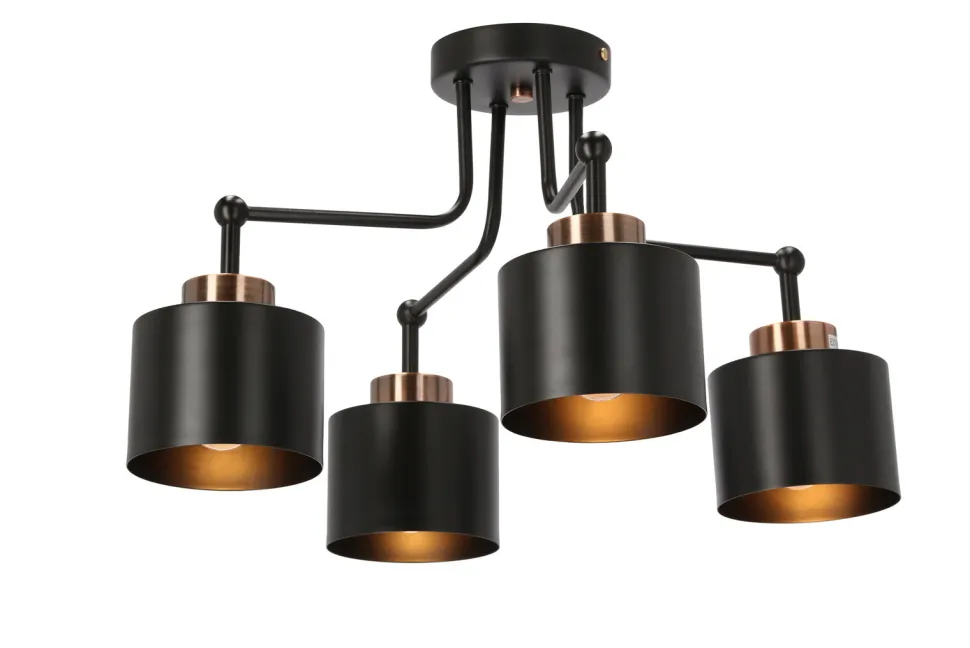 Lampa sufitowa Olena czarna 4x60W E27 klosz czarny