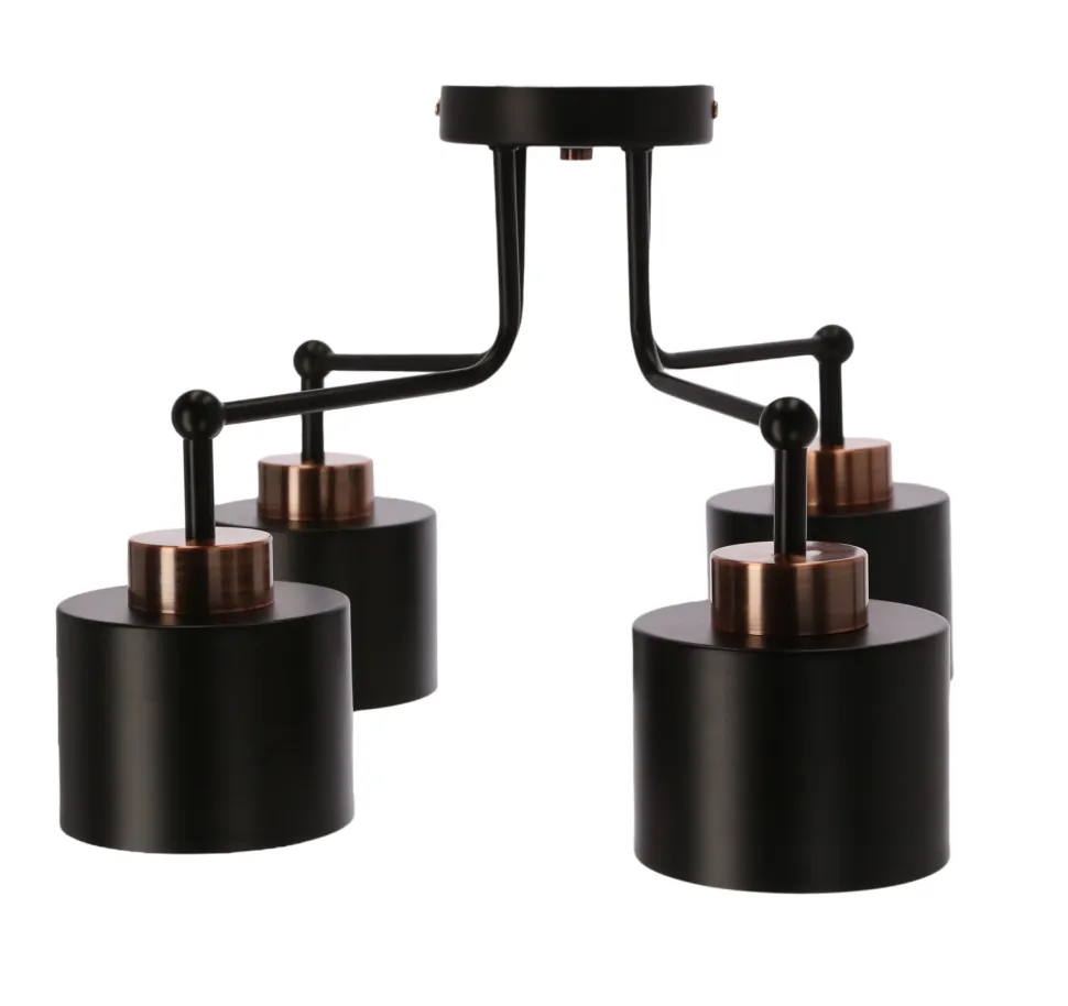 Lampa sufitowa Olena czarna 4x60W E27 klosz czarny