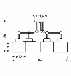 Lampa sufitowa Olena czarna 4x60W E27 klosz czarny