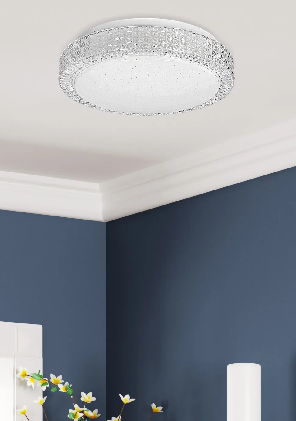 Lampa sufitowa Rabel plafon bezbarwny 12W LED 4000K 27cm klosz biały