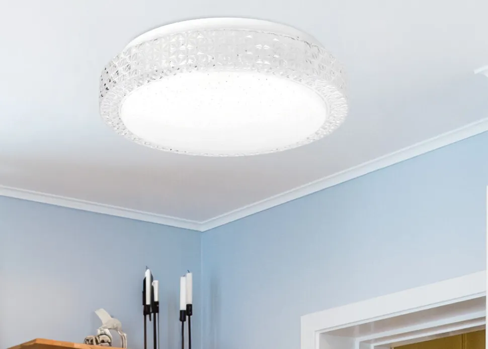 Lampa sufitowa Rabel plafon bezbarwny 12W LED 4000K 27cm klosz biały