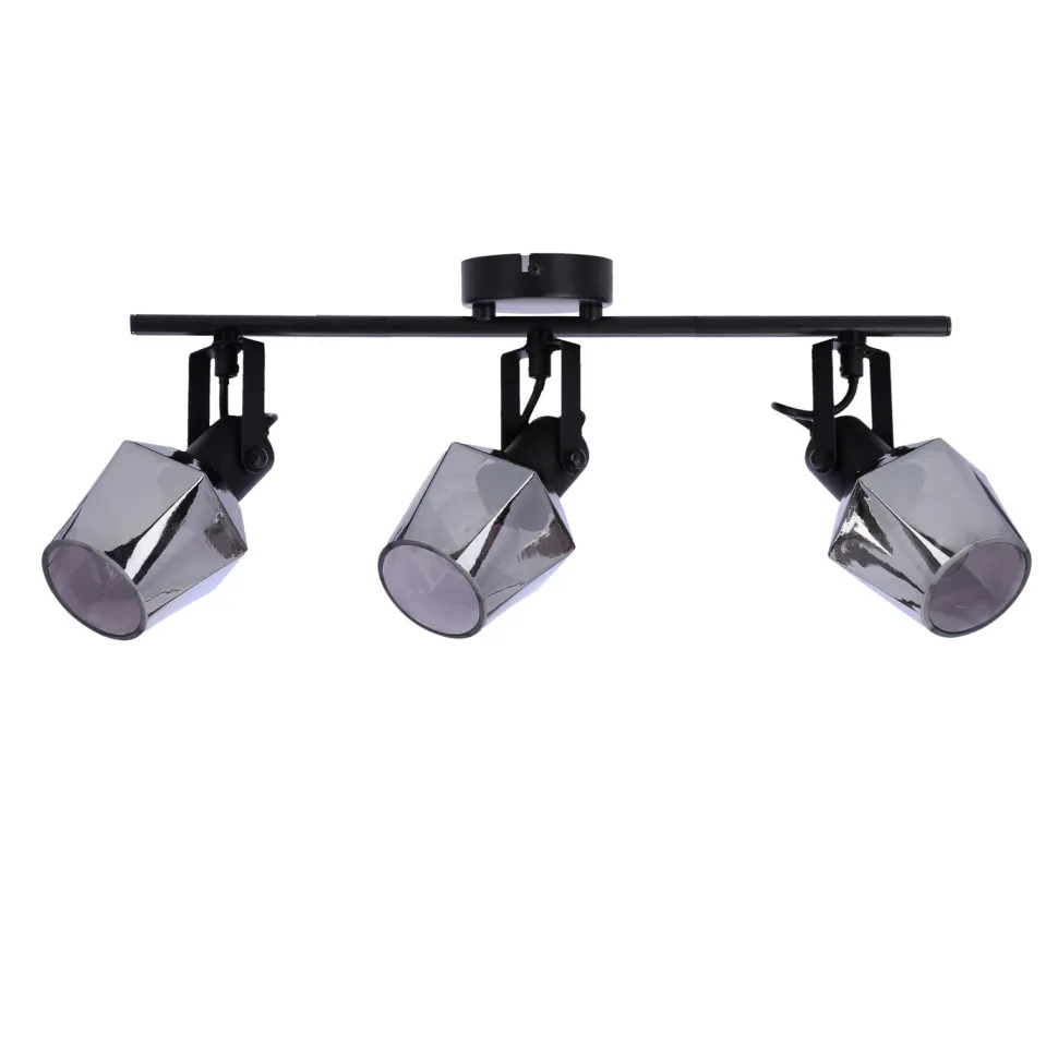 Lampa sufitowa Randi listwa czarny matowy 3x15W E14 klosz dymiony