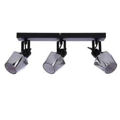 Lampa sufitowa Randi listwa czarny  matowy 3x15W E14 klosz dymiony