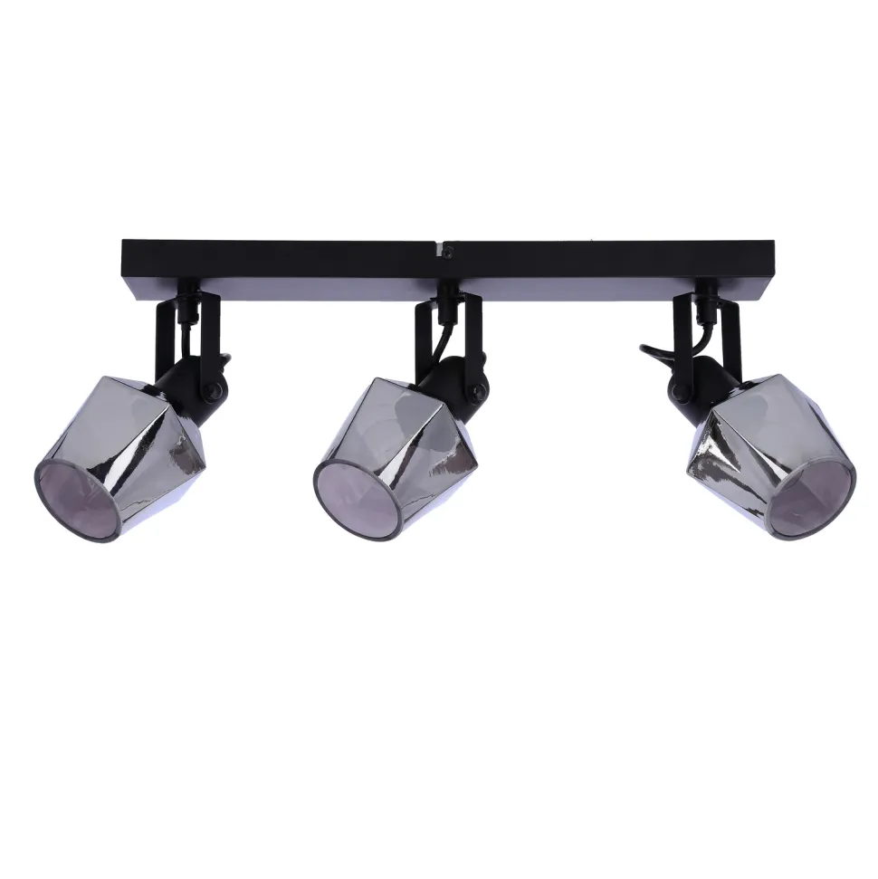 Lampa sufitowa Randi listwa czarny matowy 3x15W E14 klosz dymiony