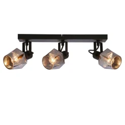 Lampa sufitowa Randi listwa czarny matowy 3x15W E14 klosz dymiony