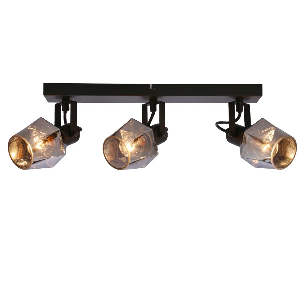 Lampa sufitowa Randi listwa czarny matowy 3x15W E14 klosz dymiony