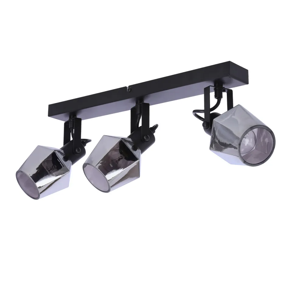 Lampa sufitowa Randi listwa czarny matowy 3x15W E14 klosz dymiony