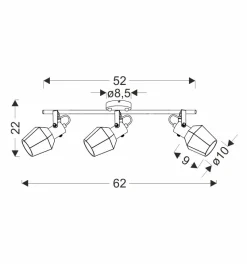 Lampa sufitowa Randi listwa czarny matowy 3x15W E14 klosz dymiony
