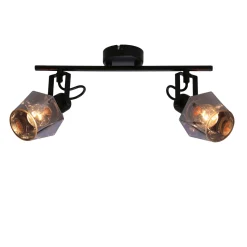 Lampa sufitowa Randi listwa czarny  matowy 2x15W E14 klosz dymiony