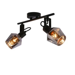 Lampa sufitowa Randi listwa czarny  matowy 2x15W E14 klosz dymiony