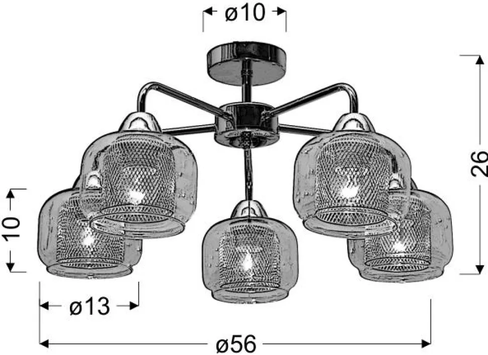 Lampa sufitowa Ray 5x40W E14 chrom