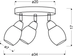 Lampa sufitowa Rico plafon 3x6W LED smd główka okrągła 1e z przegubem kd system klosz wymienny