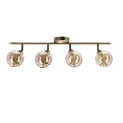 Lampa sufitowa Rodia listwa patynowy 4x40W G9 klosz bursztynowy