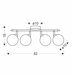 Lampa sufitowa Rodia listwa patynowy  4x40W G9 klosz bursztynowy