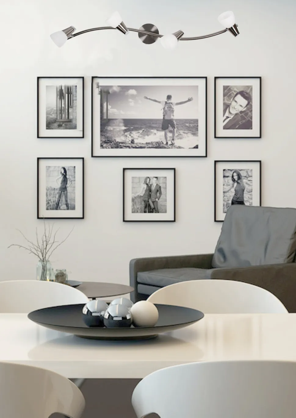 Lampa sufitowa Selia listwa 4x40W G9 nikiel mat/chrom biały (bż)