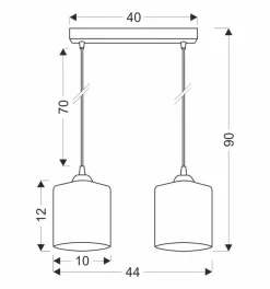 Lampa sufitowa Serena czarny 2x40 E27  klosz złoty