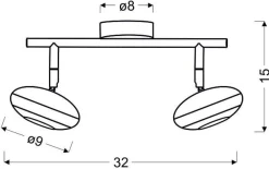 Lampa sufitowa Skipper listwa 2x6W LED  cob główka okrągła 1e z przegubem kd system chrom