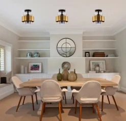 Lampa sufitowa Spiega czarny+mosiężny  1x60W E27 klosz dymiony