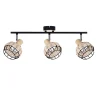 Lampa sufitowa Tajga listwa  czarny+drewniany 3x40W E14 klosz czarny+drewniany